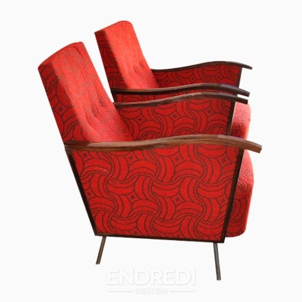 Szett: Bauhaus stílusú acél és fa klubfotel, 1940-as évek