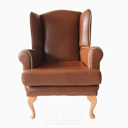 Szett: vintage barna mű Wingback karosszék, 1960-as évek