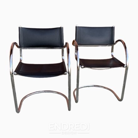 Szett: vintage olasz Bauhaus króm étkezőszékek, 1970-as évek