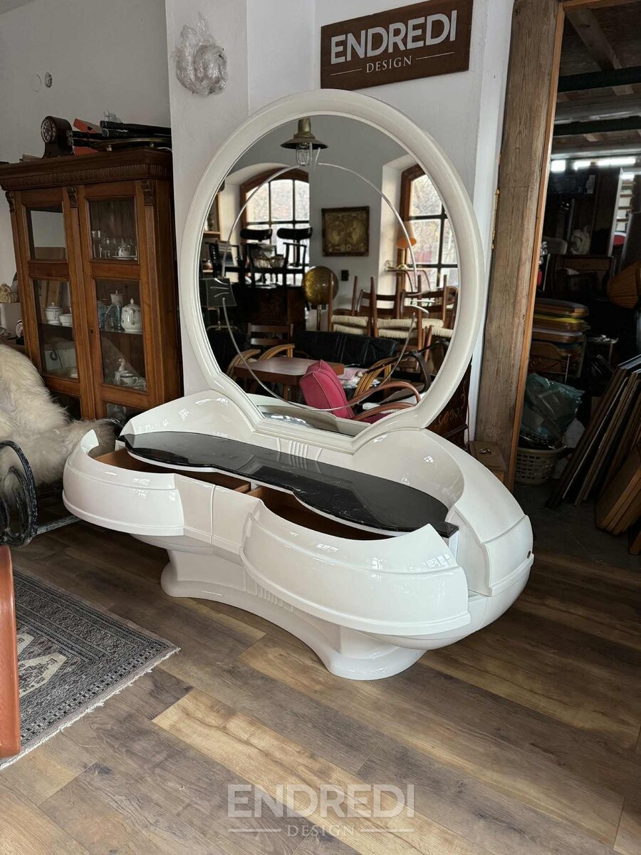 Space age fésülködőasztal — nagy ovális tükör - Image 6