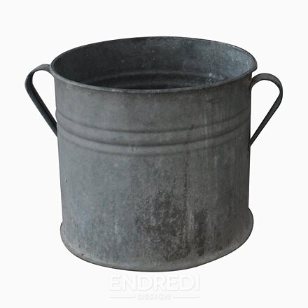 Vintage horganyzott cink kaspó, 1950-as évek