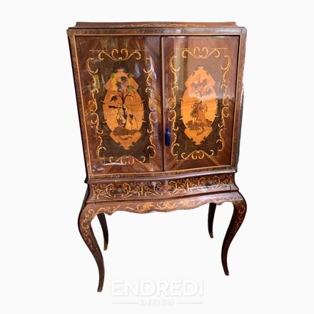 Vintage olasz Inlaid gyökér koktél szekrény, 1950-as évek