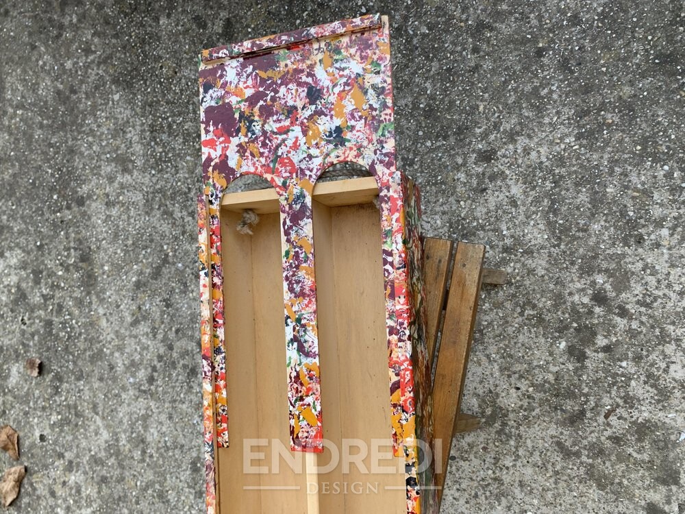 Fa kézzel festett borosüveg-tartó, 2010-as évek - Image 3