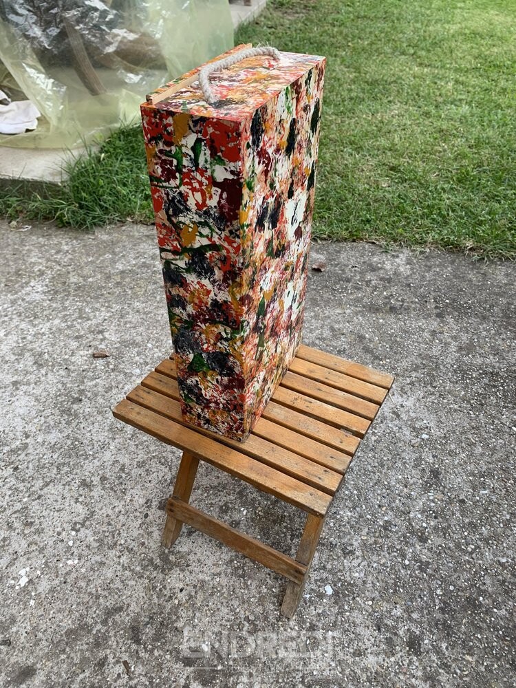 Fa kézzel festett borosüveg-tartó, 2010-as évek - Image 4